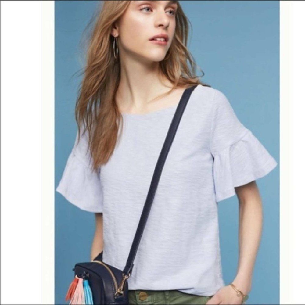 Anthropologie Postmark Christel Ruffle Sleeve Top S